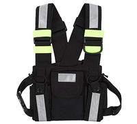 ASHATA Harnais de Poitrine Radio, Harnais de Poche Poitrine pour Talkie-walkie Radio, Harnais Radio TYT réfléchissant Jaune Pack Avant Gilet Sac de Poitrine Sac de Poitrine pour Talkie-walkie