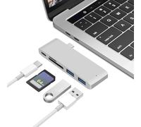 ASHATA Hub USB C, Adaptateur Multiport 6 en 1, Adaptateur USB C vers, Lecteur de Carte, Répartiteur Ethernet de Type, Station d'accueil pour Ordinateur Portable, Smartphone, Tablette