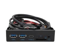 ASHATA Hub USB C sur Panneau Avant de 3,5 Pouces, Lecteur de Carte SD/TF, Hub USB3.2 GEN1 19 Broches 5 Gbit/s, Type C, USB 3.0 X2 et Connecteur Audio HD Requis