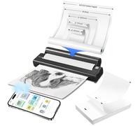 ASHATA Imprimantes Portables sans Fil pour Les Voyages, Imprimante Thermique sans Encre, Prise en Charge du Papier Thermique de 8,5 X 11 Pouces, Lettre 2 à 8,5 Pouces de Largeur, 300 (Black)