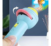 ASHATA Jouet de Lampe de Poche Projecteur D'éducation Précoce avec des Motifs d'animaux Mignons pour Un Plaisir et Un Apprentissage sans Fin, pour Les Enfants (Modèle Bleu avec 48 Motifs (Batterie