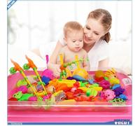 Ashata jouets de pêche pour le bain de bébé Ensemble de jouets de pêche magnétiques, jouets de bain pour jeux talkie-walkie Jaune