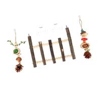 ASHATA Jouets Suspendus en Bois pour Perroquet, échelle d'escalade Colorée Durable et Jouets à Mâcher pour Perruches Tourtereaux, Ensemble de Suspendus 10,6x7,9 Pouces pour Cage à Oiseaux