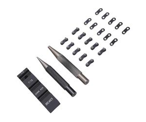ASHATA Kit de Réparation de Chaîne de Tronçonneuse pour 1/4 3/8 Pouce 325 | Aiguille de rivetage de chaîne, disjoncteur de chaîne, Base de chaîne, sangles prédéfinies de réparation à 10 maillons,