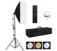 ASHATA Kit D'éclairage de Photographie Softbox, 23,6'' X 23,6'' Kit D'éclairage Softbox Professionnel avec Ampoules LED 85W 2800-5700K, pour Photographie/Enregistrement Vidéo/Diffusion (Prise UE)