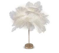 ASHATA Lampe à Plumes à Interrupteur Tactile, Lampe de Table à Plumes, Lampe à Plumes D'autruche USB à Interrupteur Tactile Lampe de Bureau à Gradation 3 Couleurs avec Base en Métal doré