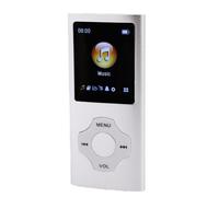 ASHATA Lecteur MP3 Bluetooth 5.3 LCD 1,8 Pouces, Lecteur de Musique HiFi sans Perte avec Enregistrement Vocal FM E-Book pour Le Sport (Gris Argent)