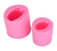 ASHATA Lot de 2 Moules à Bougie en Silicone en Forme de Hibou 3D Réutilisables en Forme de Hibou pour Décoration de Gâteaux, Savon, Chocolat, Résine, Bricolage, Facile à Démouler en Silicone Rose