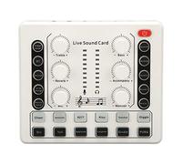 ASHATA M8 Podcast Live Sound Card, Multiple Sound Effects Voice Changer Mini Sound Mixer Board pour Live Streaming Home KTV Singing
