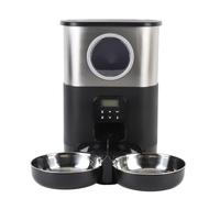 ASHATA Mangeoire Automatique pour Animaux de Compagnie à Fenêtre Visible, capacité de 5 L, Double Sortie de Nourriture pour Les Propriétaires d'animaux Occupés (Black)