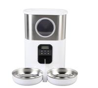 ASHATA Mangeoire Automatique pour Animaux de Compagnie à Fenêtre Visible, capacité de 5 L, Double Sortie de Nourriture pour Les Propriétaires d'animaux Occupés (White)
