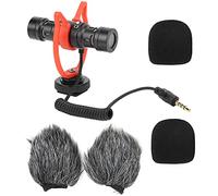 ASHATA Microphone D'enregistrement Directionnel à Double Tête, Couvercle Coupe-vent, avec Opération Simple, pour des Entretiens Plus Clairs