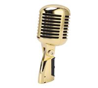 ASHATA Microphone Dynamique Rétro Cardioïde, Angle Réglable, pour (Gold)