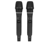 ASHATA Microphone sans Fil 2 Pièces, Ensemble de Micro Dynamique sans Fil Professionnel Double Portable avec Récepteur Rechargeable pour Chanter karaoké Discours de Fête de Mariage