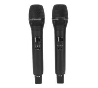 ASHATA Microphone sans Fil, Système de Micro Portable Dynamique sans Fil Professionnel Double avec Récepteur Rechargeable pour Mariage DJ Discours église Fête
