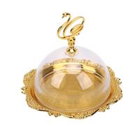 ASHATA Mini Assiette de Service Décorative avec Dôme, Style Vintage pour les Fêtes de Thanksgiving, Présentoir de Pâtisseries et de Chocolats de 10cm (GOLD)