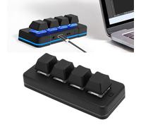 ASHATA Mini Clavier de Jeu Mécanique à 4 Touches, Claviers de Jeu de Programmation, Clavier Macro USB Filaire Bluetooth sans Fil rétroéclairé RVB pour Téléphone, Ordinateur, Tablette