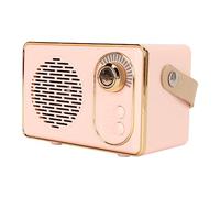 ASHATA Mini Haut-Parleur Bluetooth 5.0 Rétro Vintage, Lecteur MP3 Rechargeable avec USB AUX (Pink)