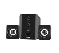 ASHATA Mini Haut-parleurs USB, Multimedia Mini USB 2.1 Haut-parleurs combinés câblés Bass Music Player Subwoofer, Haut-parleurs avec Alimentation USB de 3,5 mm pour Ordinateur de Bureau(Noir)