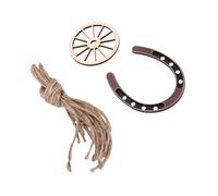ASHATA Mini Kit de Roues de Chariot en Fer à Cheval, pour Décor de Fête de Cowboy, Coffret Cadeau de Style Rétro, 14 Pièces