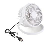ASHATA Mini Ventilateur de Bureau, Rotation à 360 °, Moteur sans Balais à Faible Bruit, Petit Ventilateur de Table Portable alimenté par USB pour la Maison, le Bureau et les Voyages (WHITE)