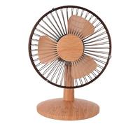 ASHATA Mini Ventilateur de Bureau USB Silencieux, Oscillant à 2 Vitesses, pour Camping, Voyage, Maison, Bureau, Grain de Bois élégant