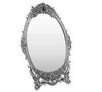 ASHATA Miroir de Maquillage de Bureau Rétro avec Bord perlé en Relief Floral, Miroir de Courtoisie Vintage avec Support, Décoratif Fonctionnel à Image Claire pour Commode, Décoration de Chambre
