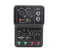ASHATA Mixeur audio à 2 canaux, carte son USB 48 V, alimentation fantôme, console de mixage compacte, carte son USB pour enregistrement sur PC, enregistrement de musique, karaoké, Internet karaoké