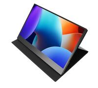 ASHATA Moniteur Portable, 15,6 Pouces 1920 X 1080p FHD USB C Écran Tactile Externe avec étui de Protection en Cuir PU, pour Un Ordinateur Portable PC Phone Gaming Business Business