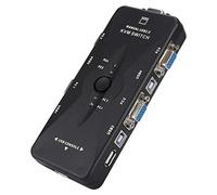ASHATA Moniteur USB 2.0 KVM VGA/SVGA 4 Ports USB Adaptateur de commutateur d'ordinateur Adaptateur de Moniteur pour Clavier PC (Noir)