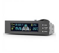 ASHATA Ordinateur Contrôleur de Vitesse à 3 Ventilateurs CPU/HDD/SYS Panneau Avant LCD de contrôle de température 5,25 Pouces STW-5023, Prise en de l'affichage de l'heure à