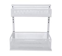 ASHATA Organisateur Extractible Sous L'évier, Support à 2 Niveaux Réglable en Hauteur, Organisateur D'armoire de Cuisine Coulissant en Douceur (WHITE)