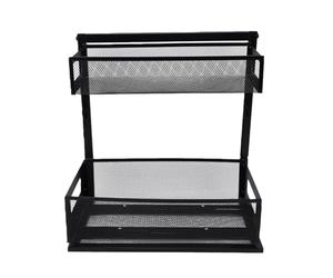 ASHATA Organisateur Extractible Sous L'évier, Support à 2 Niveaux Réglable en Hauteur, Organisateur D'armoire de Cuisine Coulissant en Douceur (BLACK)