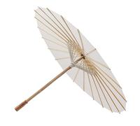ASHATA Parasol en Papier Blanc Blanc pour Enfants, Parapluie Décoratif de Style Chinois, Os de Parapluie en Bois Massif, Accessoires de Photographie et de Représentation Théâtrale, Parasol en Papier