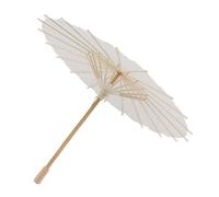 ASHATA Parasol en Papier Blanc Blanc pour Enfants, Parapluie Décoratif de Style Chinois, Os de Parapluie en Bois Massif, Accessoires de Photographie et de Représentation Théâtrale, Parasol en Papier