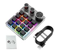 ASHATA Pavé Macro Programmable, 16 Touches + 3 Boutons, Clavier Macro Filaire USB en Mode BT, Mini Clavier de Jeu, Touches de Raccourci Polyvalentes, Contrôleur de (Black)