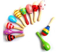 ASHATA Petit Hochet en Bois Cartoon pour Tout-petits | Design coloré, léger et portable, bois massif, hochet à main, éducation musicale, engagement social.