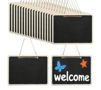 ASHATA Petits Tableaux Noirs pour Décoration 16x12 Cm 20 Pièces (ZLP2662) | Bords en bois naturel, corde de jute pré-attachée, parfait pour l\'étiquetage