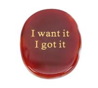 ASHATA Pierre de Poche avec Inscription de Motivation, Pierre de Pouce Gravée pour Un état d'esprit Positif et la Résilience, Idéale pour la Famille et Les Amis, Agate Rouge Naturelle, 1 unité