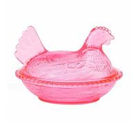 ASHATA Pot à Bonbons Multifonction en Forme de Poule avec Couvercle pour Friandises et Collations, Rangement élégant, 4,72x3,35 Pouces, Plastique Durable (PINK)