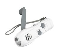 ASHATA Radio de Manivelle d'urgence, Temps AM FM, Charge USB et Alarme SOS 1200mAh Small Hand Hand Radio, pour Camping, Randonnée, Extérieur (White)