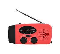 ASHATA Radio Solaire, Chargeur Solaire de Lampe de Poche LED pour Radio Dynamo à manivelle à manivelle Solaire Dynamo AM/FM/WB, Chargeur Solaire de manivelle pour téléphone Mobile(Rouge)