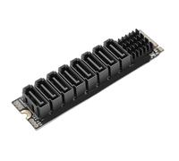 ASHATA Refroidissement amélioré clé M.2 M vers Carte D'extension Serial ATA 8 Ports Adaptateur PCIe 3.0 X2 avec Indicateurs LED pour Multi-Baies