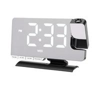 ASHATA Réveils à Projection de Chevet, Horloge Numérique avec Projecteur 180°, Variateur de luminosité à 6 Niveaux, Affichage LED, Répétition, Double Alarme, Volume 5 Niveaux pour (Black)