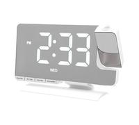 ASHATA Réveils à Projection de Chevet, Horloge Numérique avec Projecteur 180°, Variateur de luminosité à 6 Niveaux, Affichage LED, Répétition, Double Alarme, Volume 5 Niveaux pour (White)