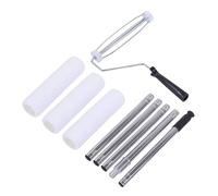 ASHATA Rouleau à Peinture Réglable, Ensemble de 5 Pièces avec Rallonge en Acier Inoxydable et Rouleau en Fibre Tissée pour Murs et Plafonds, Peinture pour L'amélioration de L' (Acier inoxydable +