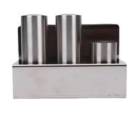 ASHATA Salle et Poivrons en Acier Inoxydable Ensemble avec Support, Bouteilles de Condiments de Table de Restaurant pour Comptoir ou Table Commercial de Cuisine, pour le Sel ou les Cure-dents