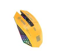 ASHATA Souris de Jeu RGB, Filaire BT 2,4 GHz, 3 Modes de connectivité, Design Ergonomique, Lumières Multicolores, Vitesse de Déplacement de 800 à 12 000, pour Jeux Vidéo, Travail, (Yellow)
