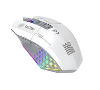 ASHATA Souris de Jeu RGB, Filaire BT 2,4 GHz, 3 Modes de connectivité, Design Ergonomique, Lumières Multicolores, Vitesse de Déplacement de 800 à 12 000, pour Jeux Vidéo, Travail, (Blanc Gris)