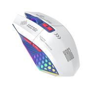 ASHATA Souris de Jeu RGB, Filaire BT 2,4 GHz, 3 Modes de connectivité, Design Ergonomique, Lumières Multicolores, Vitesse de Déplacement de 800 à 12 000, pour Jeux Vidéo, Travail, (Bleu Blanc)